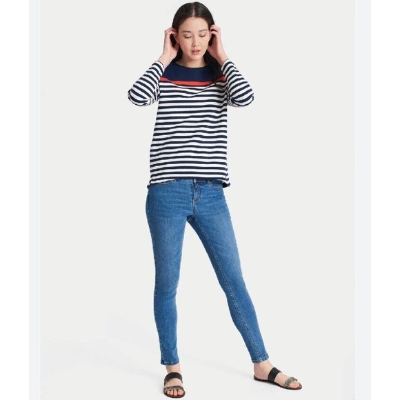 Joules Clemence Navy White Red Striped Sweatshirt Size 10 US 14 UK 12 EU - Picture 2 of 5